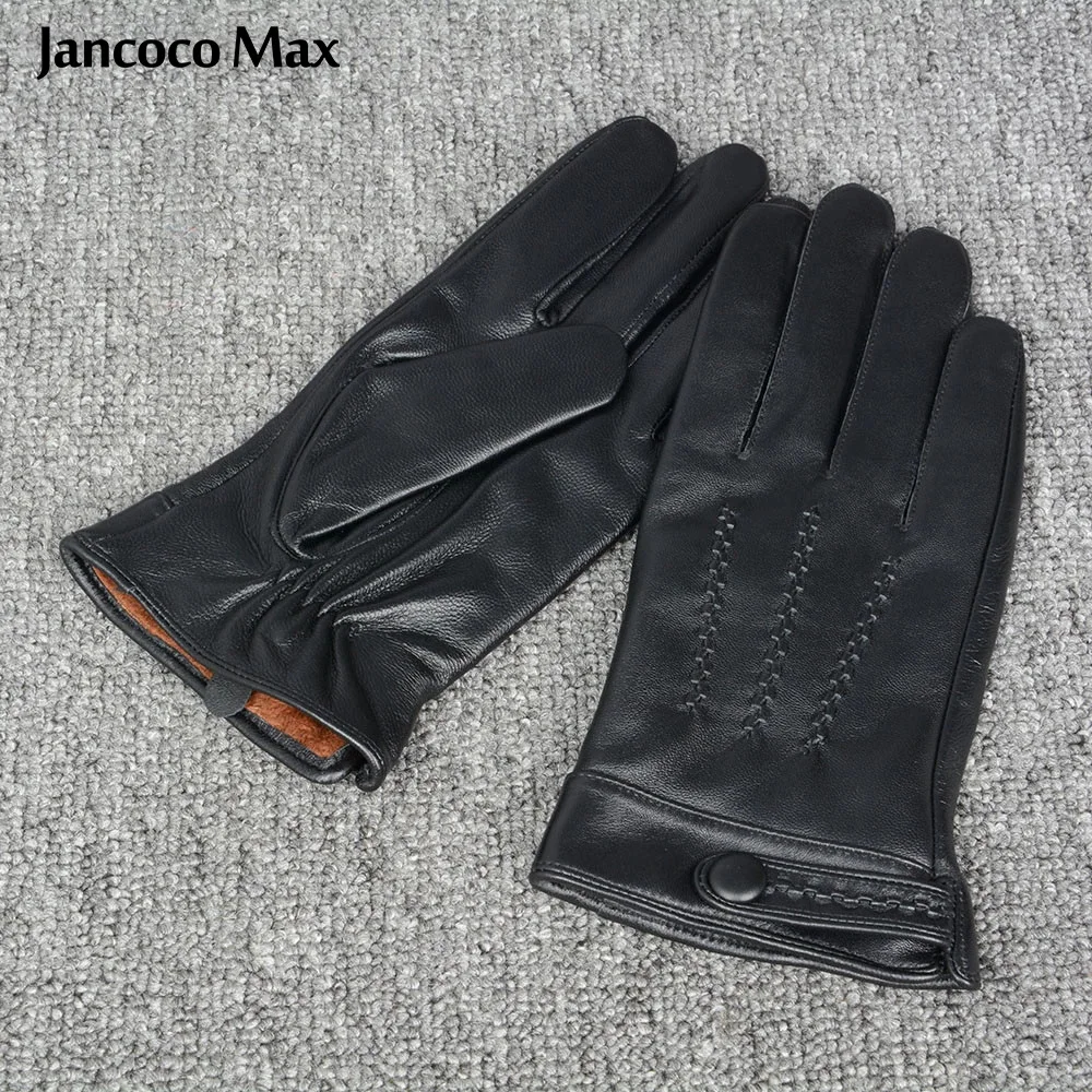 Jancoco Max настоящая Овчина кожа зимние теплые перчатки для вождения мягкие варежки