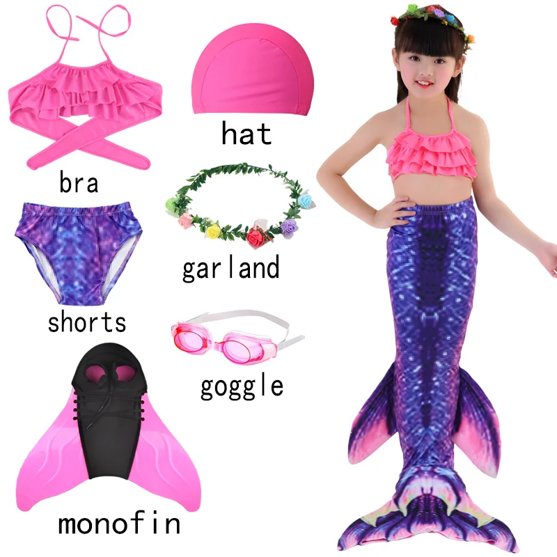 

Halloween New Mermaid Tails With Monofin Fins Flipper Beach Swimsuits Swimming Dress For Kids Girls Christmas Costumes