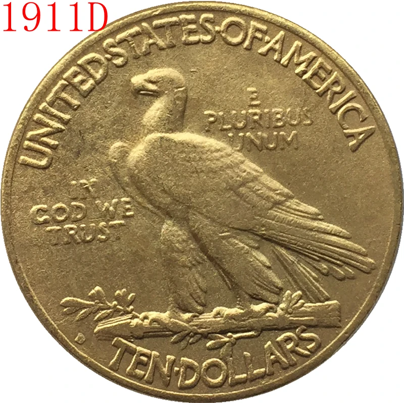 

24-K gold plated 1911-D $10 GOLD Indian Half Eagle Coin Copy