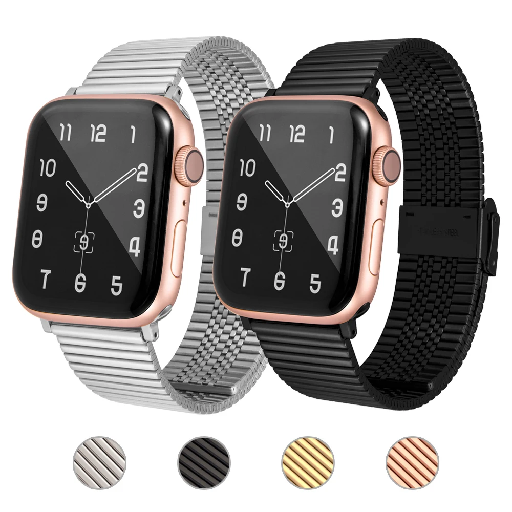 

Ремешок из нержавеющей стали для Apple Watch 6 SE 44/40 мм, сетчатый Браслет для iWatch Series 6 5 4 38 мм 42 мм