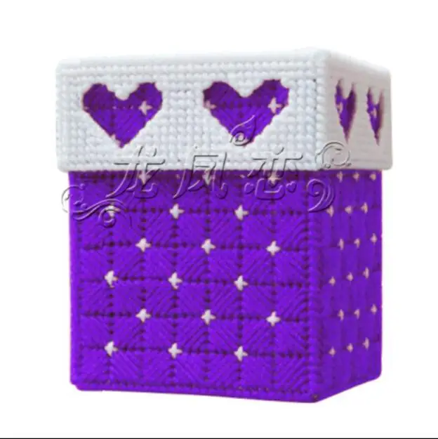 

12x12x14cm Heart-shaped carton storage tissue box embroidery kit DIY handmade craft set Crocheting knitting needlework supplies