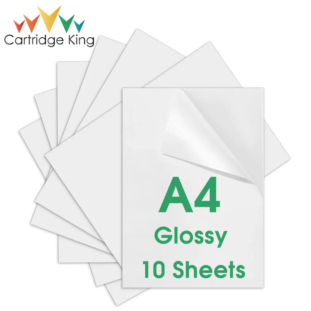 10Sheets A4 Glossy Printable Vinyl Sticker Paper 210mmx297mm Self-adhesive Waterproof Printing Label Stickers for Inkjet Printer