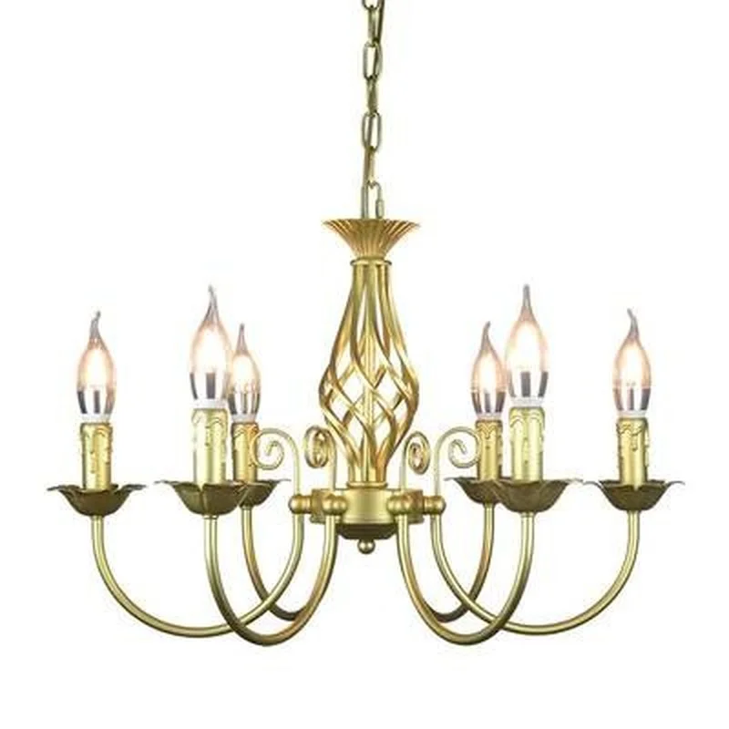 Винтажная кованая железная люстра E14 подвесной светильник в виде свечи бронзовый