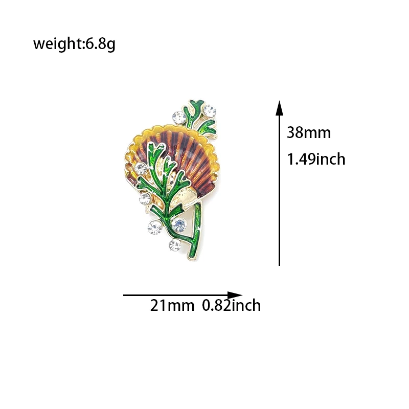 

PD BROOCH Exquisite Enamel Oil Dripping Craft Rhinestone Shell Seaweed Brooch Fashion Gift Corsage Enamel Pins Jewelry Brooch