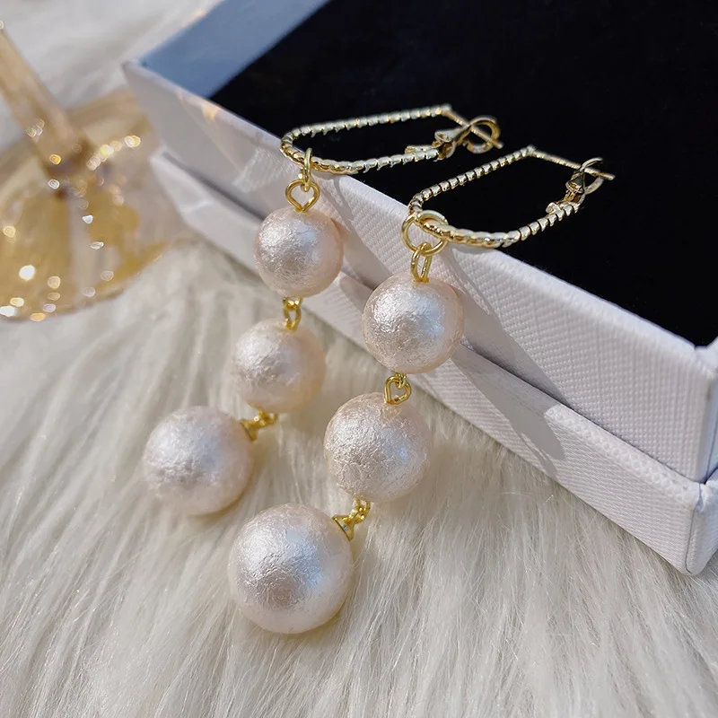 

Fashion Long Tassel Pearl Pendant Earrings For Women New Geometric Drop Earring Bohemian Trend Handmade Jewelry New