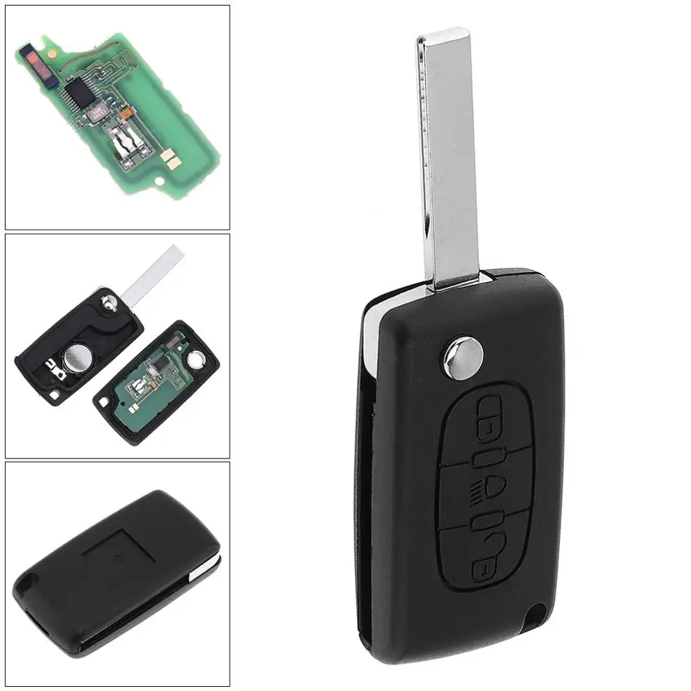 

433MHz 3 Buttons Flip Remote Key Fob Keyless Uncut Flip with Button ID46 Chip HU83 Blade CE0536 for Citroen C3 C4 C5 2005-2011