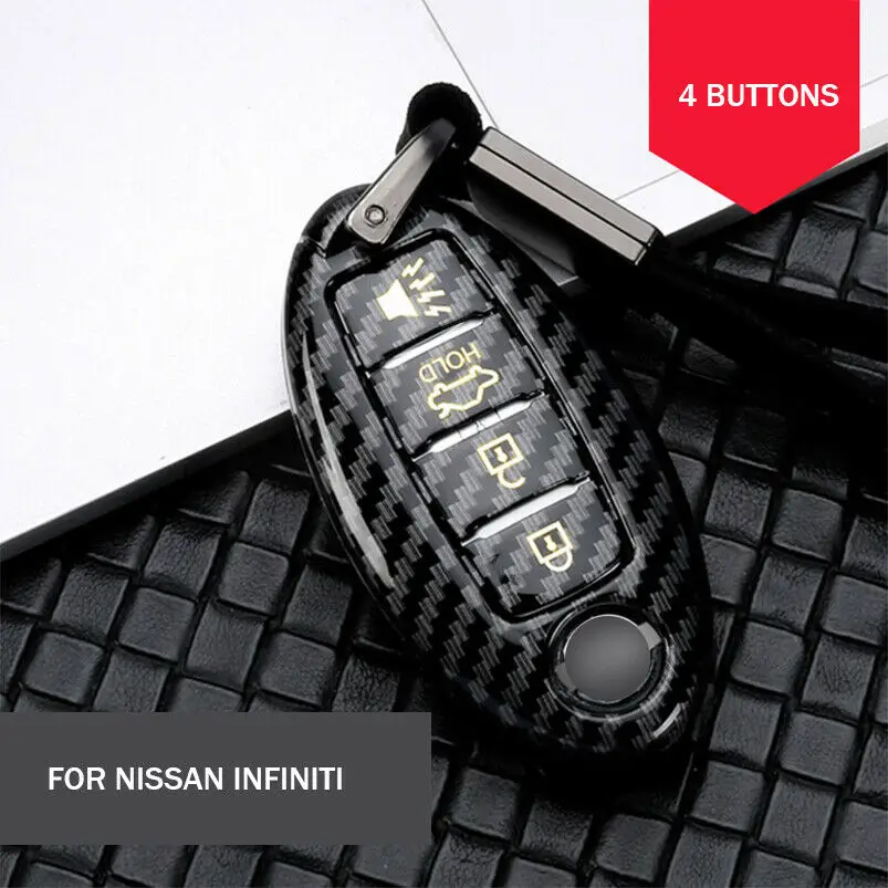 Стильный автомобильный брелок для ключей из углеродного волокна чехол Infiniti Nissan