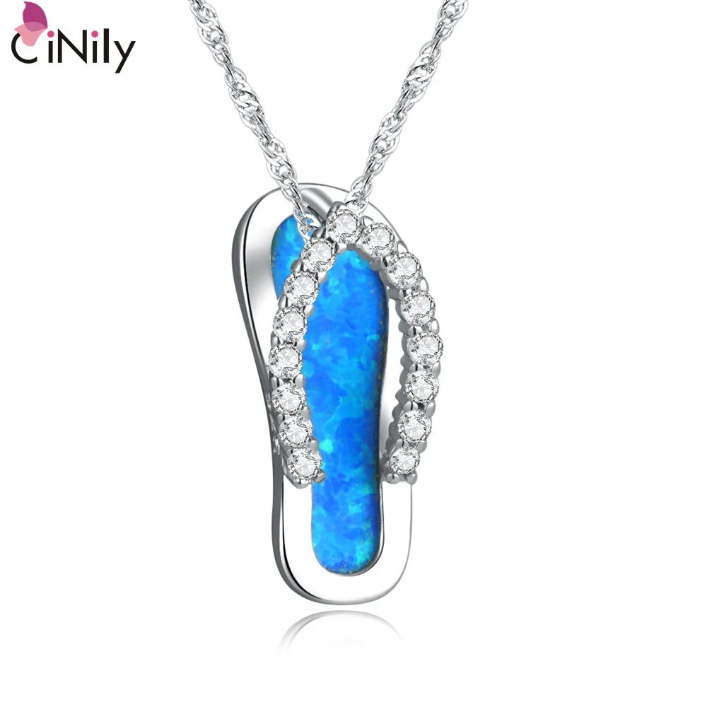 

CiNily Created Blue White Fire Opal Cubic Zirconia Authentic .925 Sterling Silver Wholesale for Women Jewelry Pendant SP002-03
