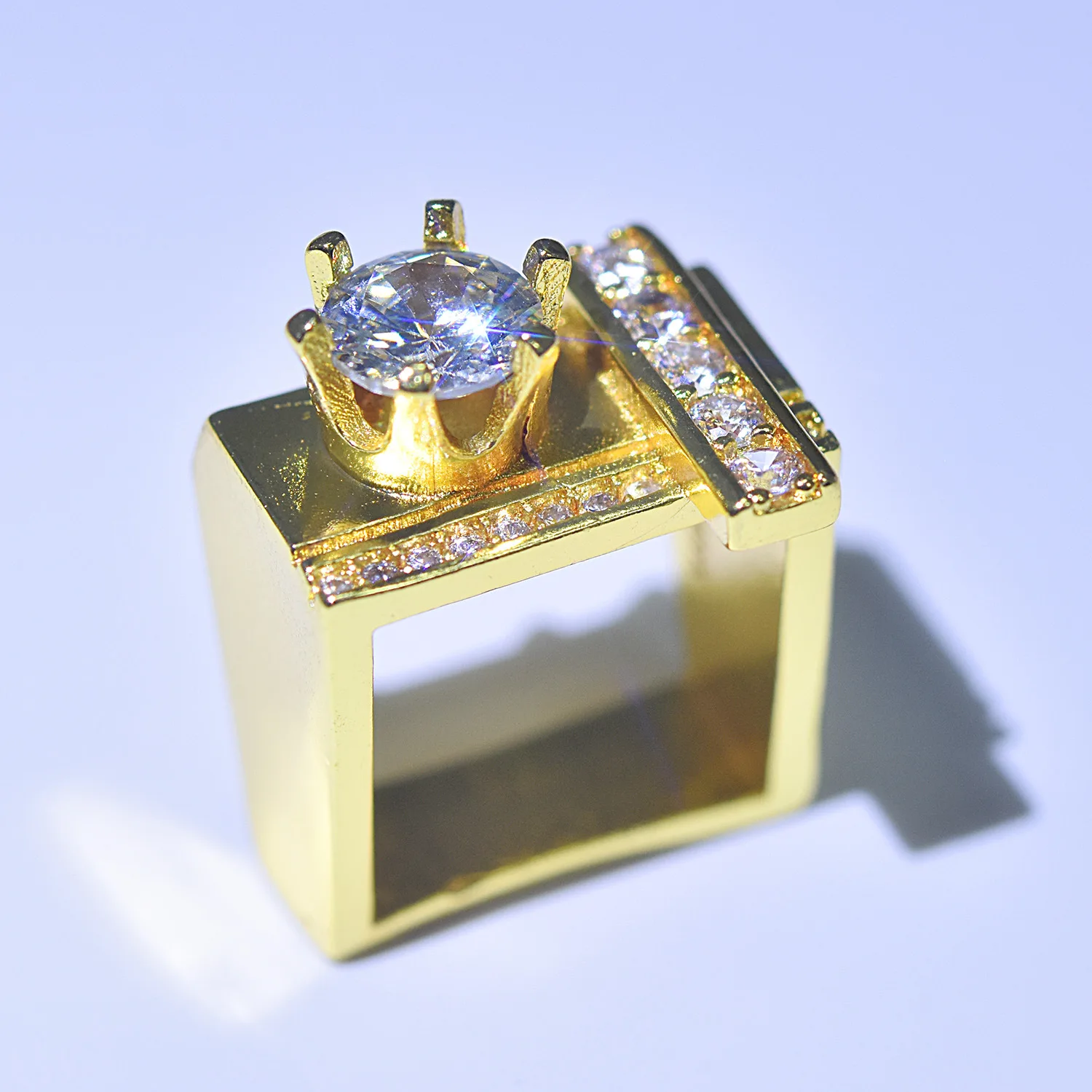 14K золото Круглый Алмаз ювелирные изделия кольцо для женщин роскошный белый