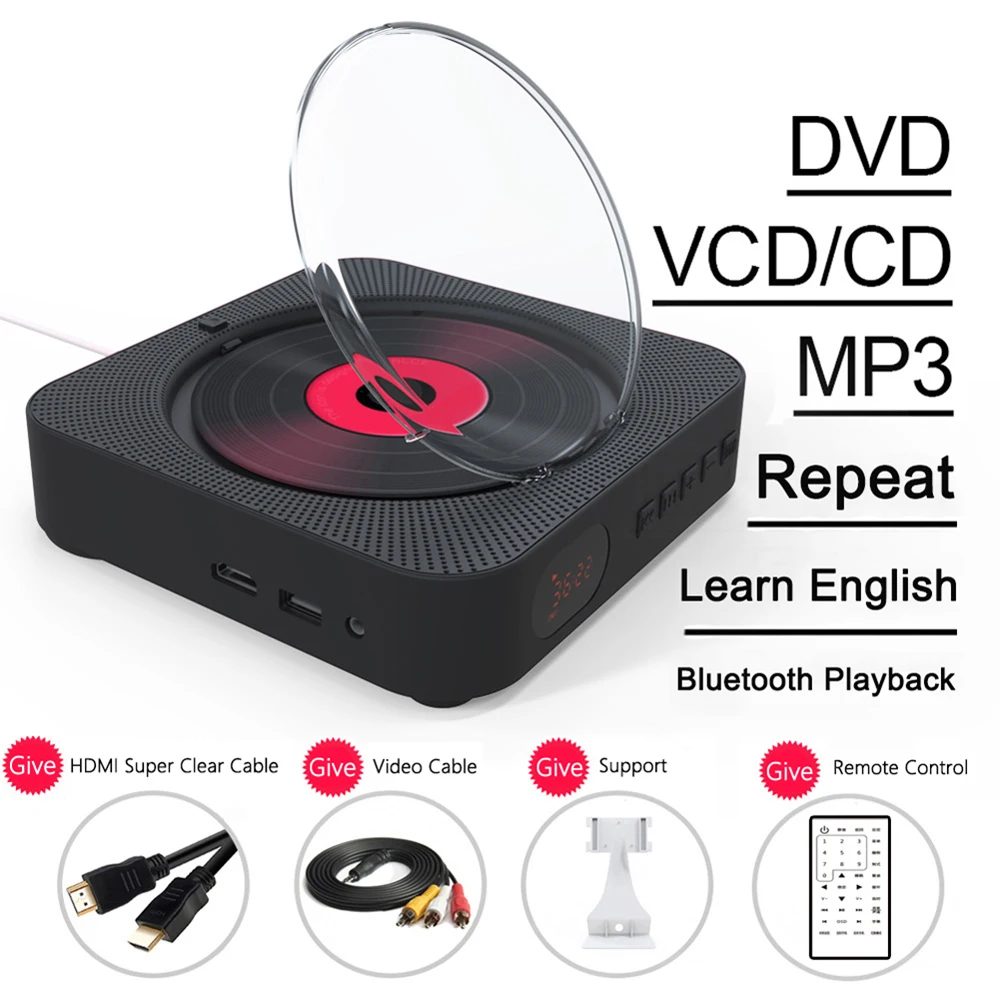 Портативный настенный CD DVD-плеер Bluetooth стерео аудио динамик беспроводной