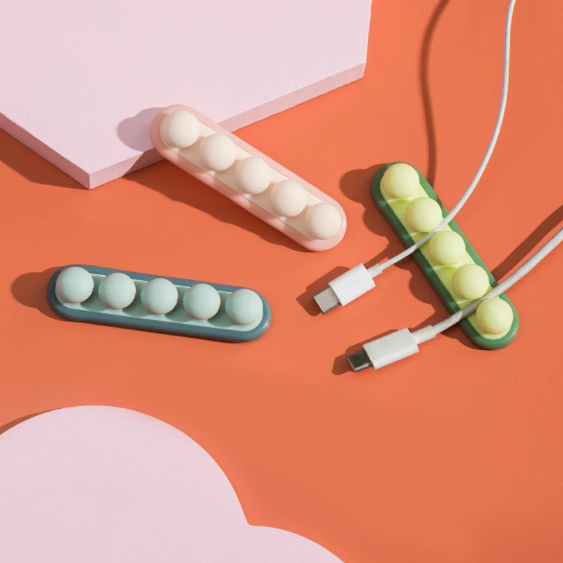 

Cable Organizer Pea Hub Desktop Silicone Fixed Punch-free Rack Color Wall-mounted Thread Clamping Cable Organizer Dropshipping