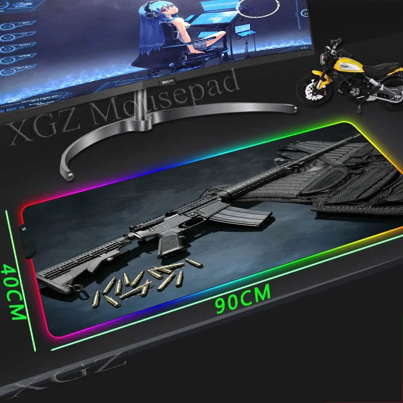 

XGZ Super Large Size Table Mat RGB Mouse Pad for Csgo Gamer and Guns Lovers Locking Edge High Quality Rubber Cs Go Desk Mats Xxl
