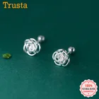 Серьги-гвоздики женские из серебра 925 пробы с розами