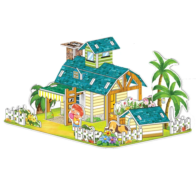 DIY 3D пазлы Обучающие игрушки вручную вставляют строительные блоки серия вилла
