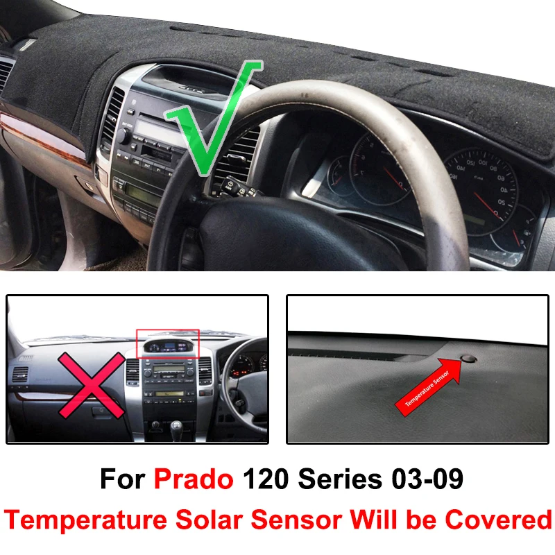 Солнцезащитный коврик Xukey для приборной панели Toyota Land Cruiser Prado 2003 2006 2007 2008 2009|dashboard