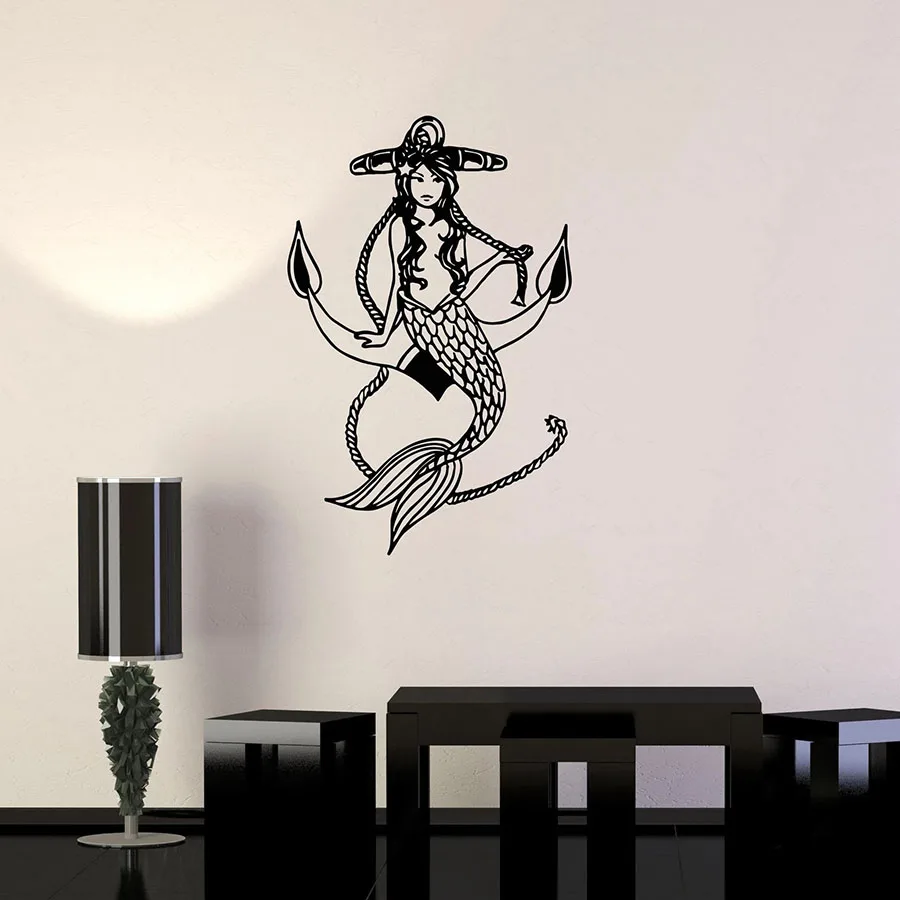 Русалочка Наклейка на стену якорь мореходный Морской стиль темы дети спальня