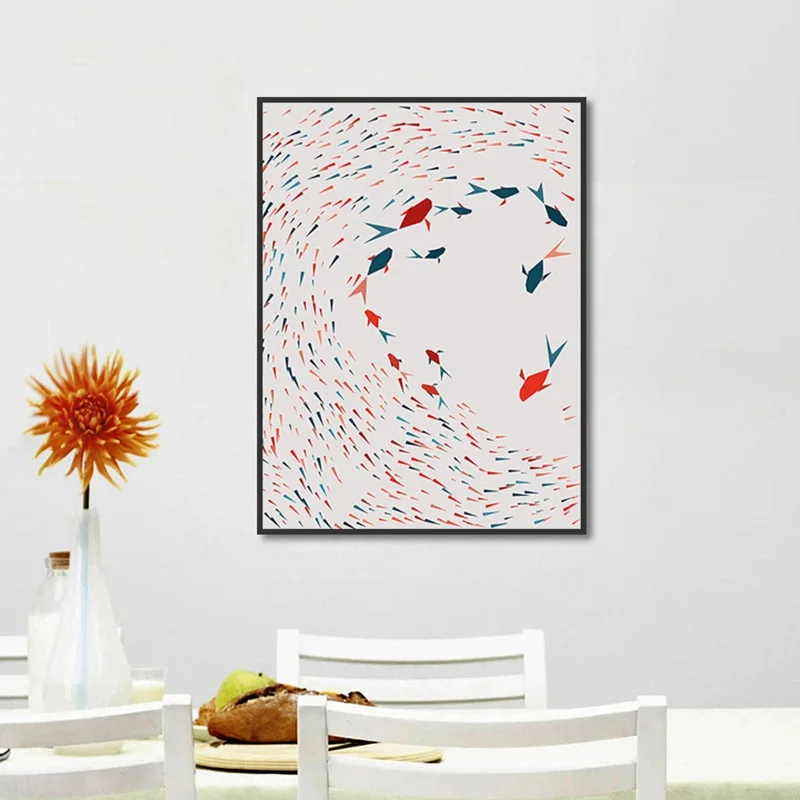 Холст абстрактная иллюстрация милая маленькая Рыба Печать художественные