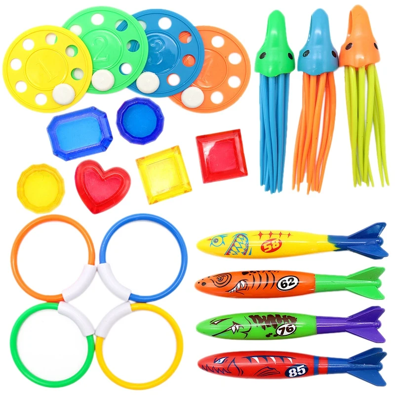 

Diving Pool Toys, 21PCS Pool Toys for Teens Underwater Swimming Games with Pool Torpedo, Diving Rings, Diving Training