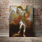 Картина на холсте с принтом арчангель Майкл погружает дьявола в бездну Классический плакат настенное Искусство Декор для гостиной в подарок