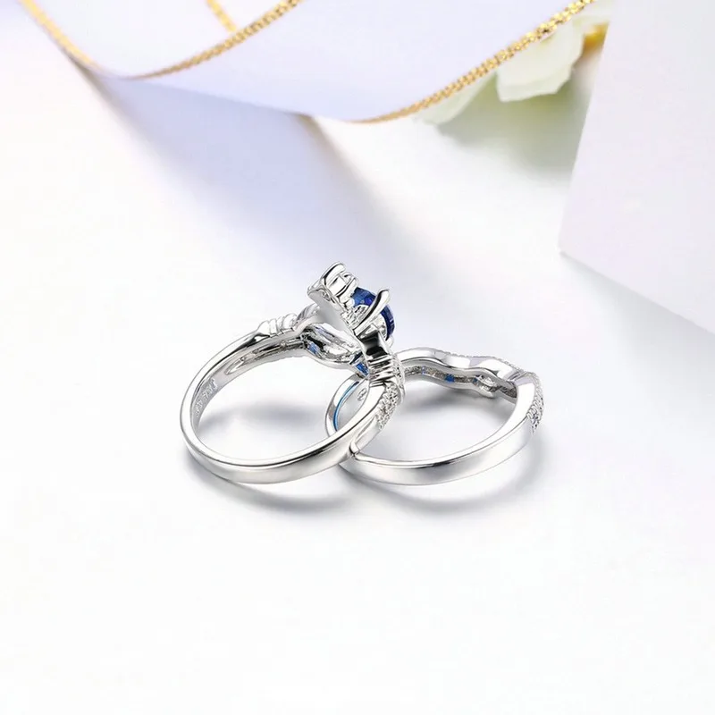 Fashion 925 Sterling Silver Color Ring For Women Wedding Engagement Diamond Crown Queen Gemstone Sapphire Fine Jewelry | Украшения и