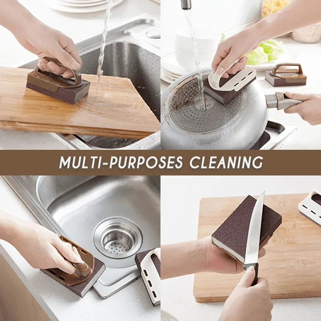 Двухсторонняя губка с ручкой для кухонного масла удаляющая пятна кастрюли