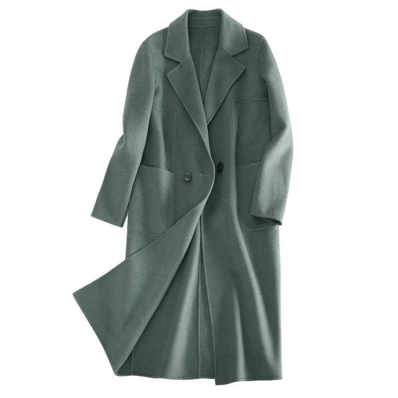 2020 100% шерстяное женское двухстороннее пальто Новинка весна осень длинный