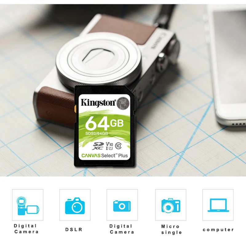 Kingston Original Carato De Memória 64 GB SD Memory Card Class 10 SDXC Storage Card Schede Memoria SD for Sony Nikon Camera