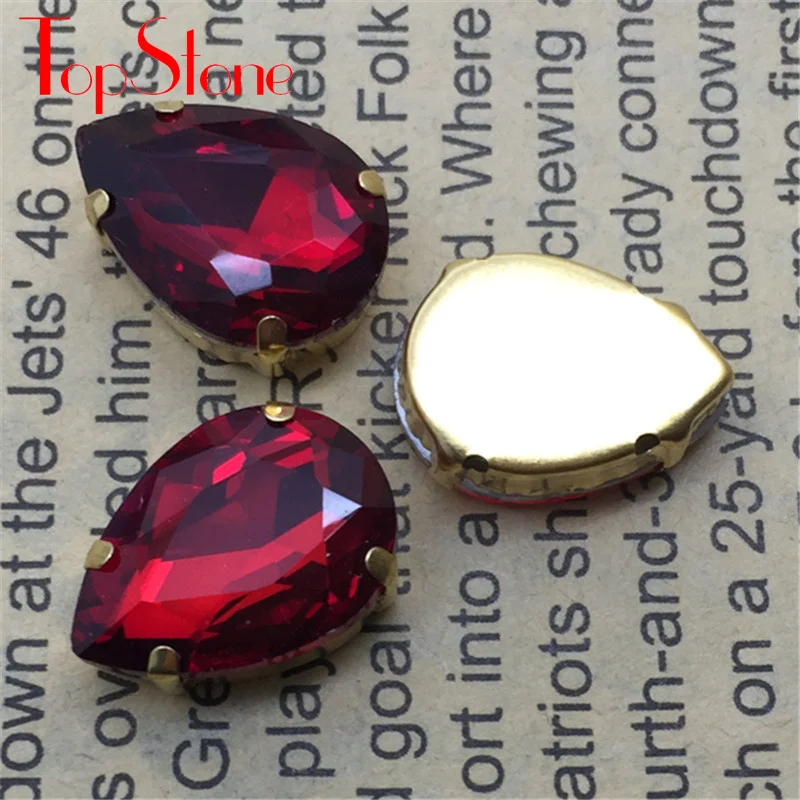 Стразы с каплевидными кристаллами TopStone для шитья одежды сережки из золотистого