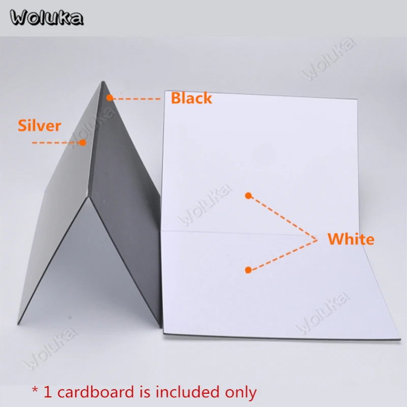 Складной стоячий картонный твердый толстый серебристый черный белый фон