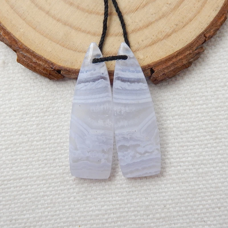 Серьги с натуральным голубым кружевом светильник агатом синие серьги 29x9x4 мм 3 28 г