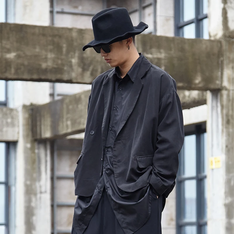 Мужской новый классический простой короткий свободный блейзер в темном