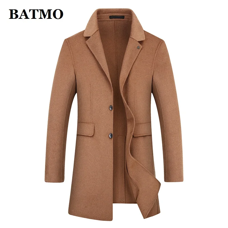 

BATMO 2019 new arrival high quality wool casual trench coat men,men's wool jackets plus-size M-XXXL 2002