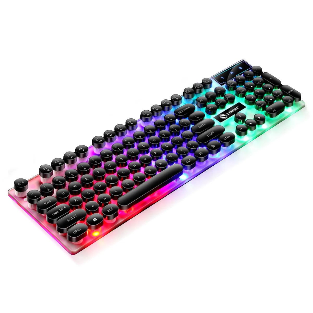 ankndo round punk style keyboard rgb grading gamer keyboard 104 keys round retro keycap key board laptop pc accessories free global shipping