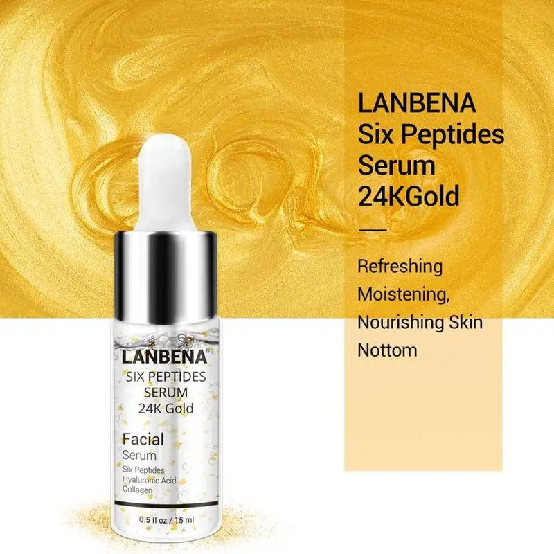 Lanbena 24k золотые шесть пептидов Сыворотки с гиалуроновой кислотой уход за кожей