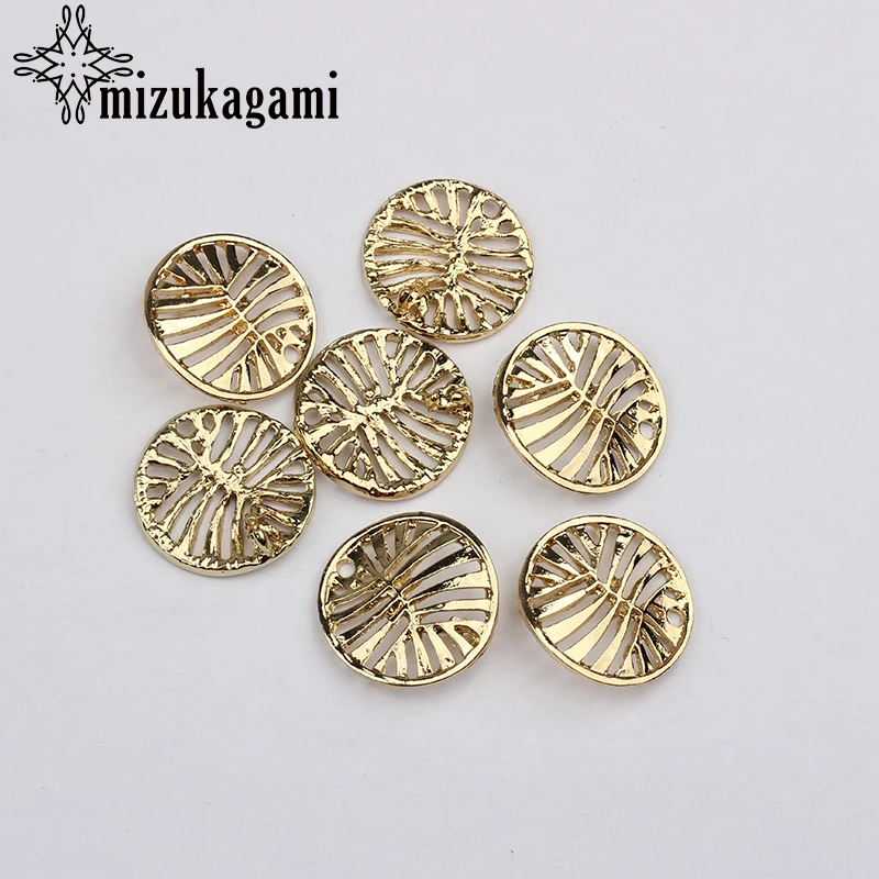 

20MM 10pcs/lot Zinc Alloy Golden Metal Hollow Round Flowers Charms For DIY Jewelry Making Accessories
