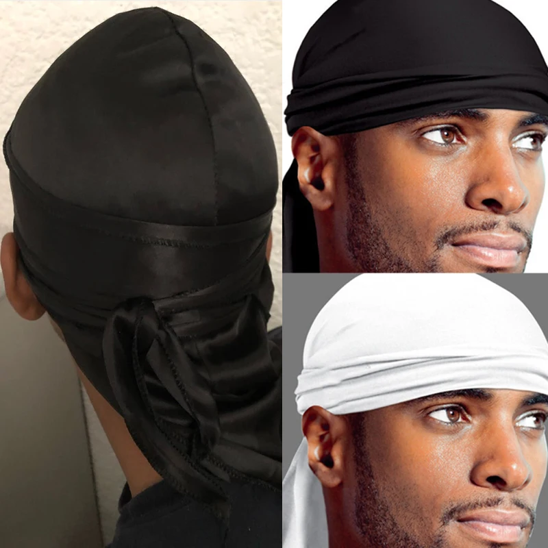 Модный шарф Du-Rag, головной убор, шапка с завязками, Байкерская Кепка, мужская, женская, для спорта на открытом воздухе, головной убор, одноцветная повязка на голову, банданы