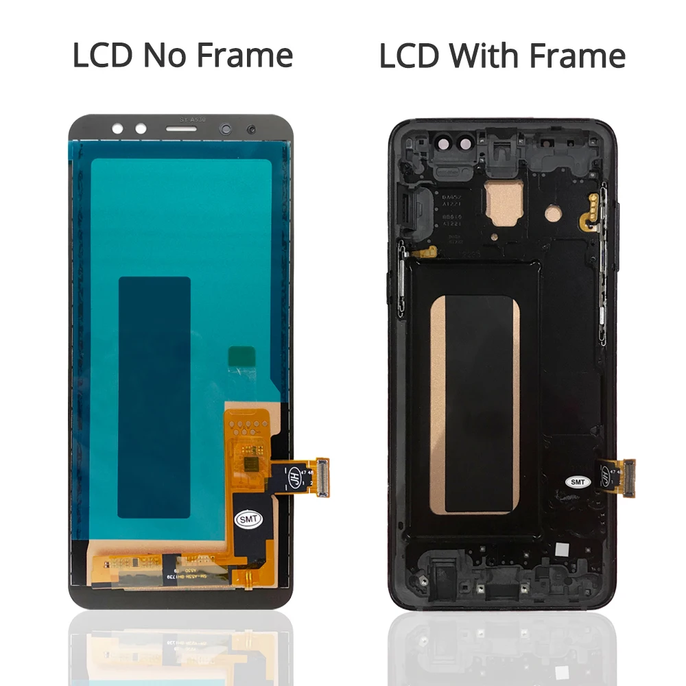Pantalla de 5,6 pulgadas con marco para Samsung Galaxy A8, 2018, A530, Lcd, piezas de montaje de digitalizador con pantalla t&aacute;ctil para Samsung A530-1