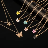modyle bohemian cute butterfly choker necklace for women acrylic gold color clavicle choker necklaces 2020 fashion jewelry new