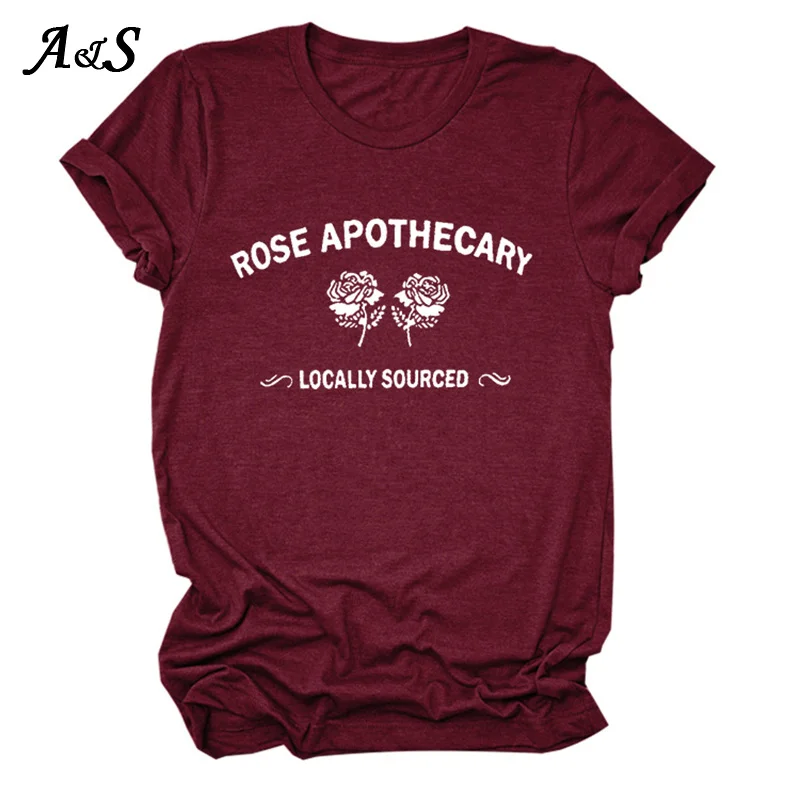 

Anbenser Rose Printed T Shirt Women Cotton Rose Apothecary Letters Short Sleeve T-shirts Femme Casual Loose Female Top Plus Size
