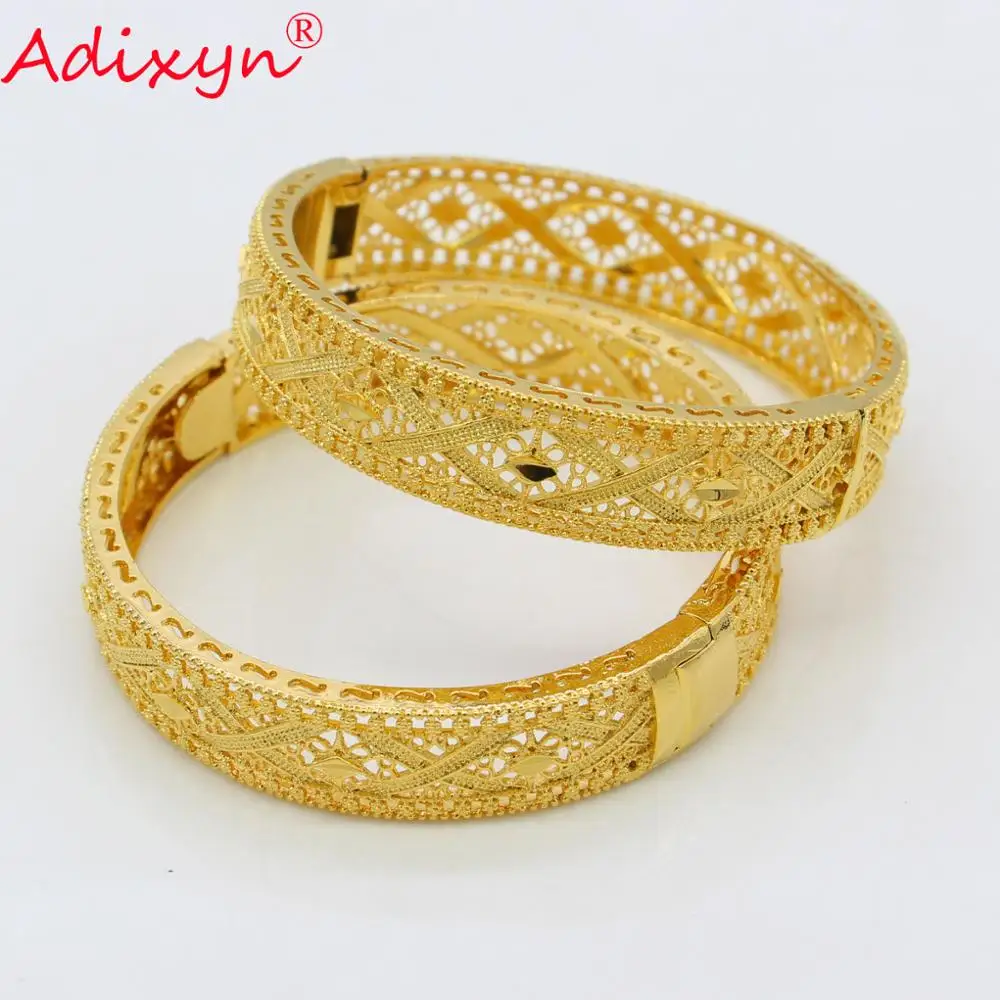 Adixyn изысканный узор Браслет-манжета для женщин/мужчин Золотой Дубай браслет свадебное украшение подарки N080825