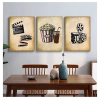 painting wall picture popcorn film clapper poster retro home decoration for cinema living room movie theater vintage art canvas