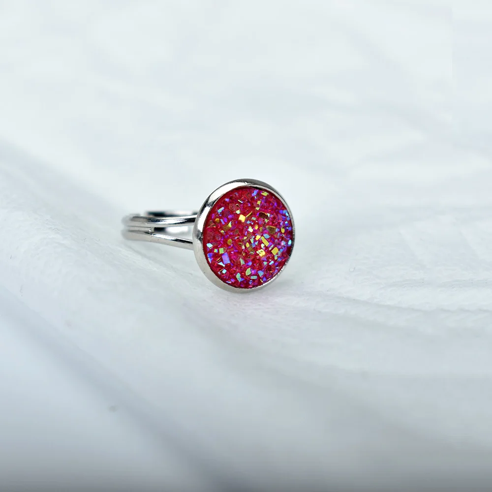 Женское кольцо с камнем серебряного цвета регулируемым размером|Кольца для