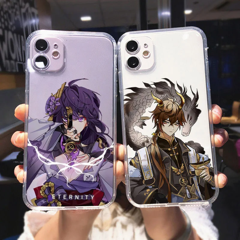 

Ударопрочный чехол Genshin для IPhone 11 12 13 X XR XS Pro MAX SE2020 6 6S 7 8 Plus аниме Zhongli Xiao Hutao Barbatos, чехол для Iphone
