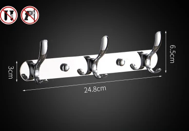 3 hooks Крючок-вешалка настенный для ванной комнаты из нержавеющей стали, прочная паста, полки для шляп, вешалка для полотенец для душа, дверные вешалки для спальни - Цвет: 3 hooks