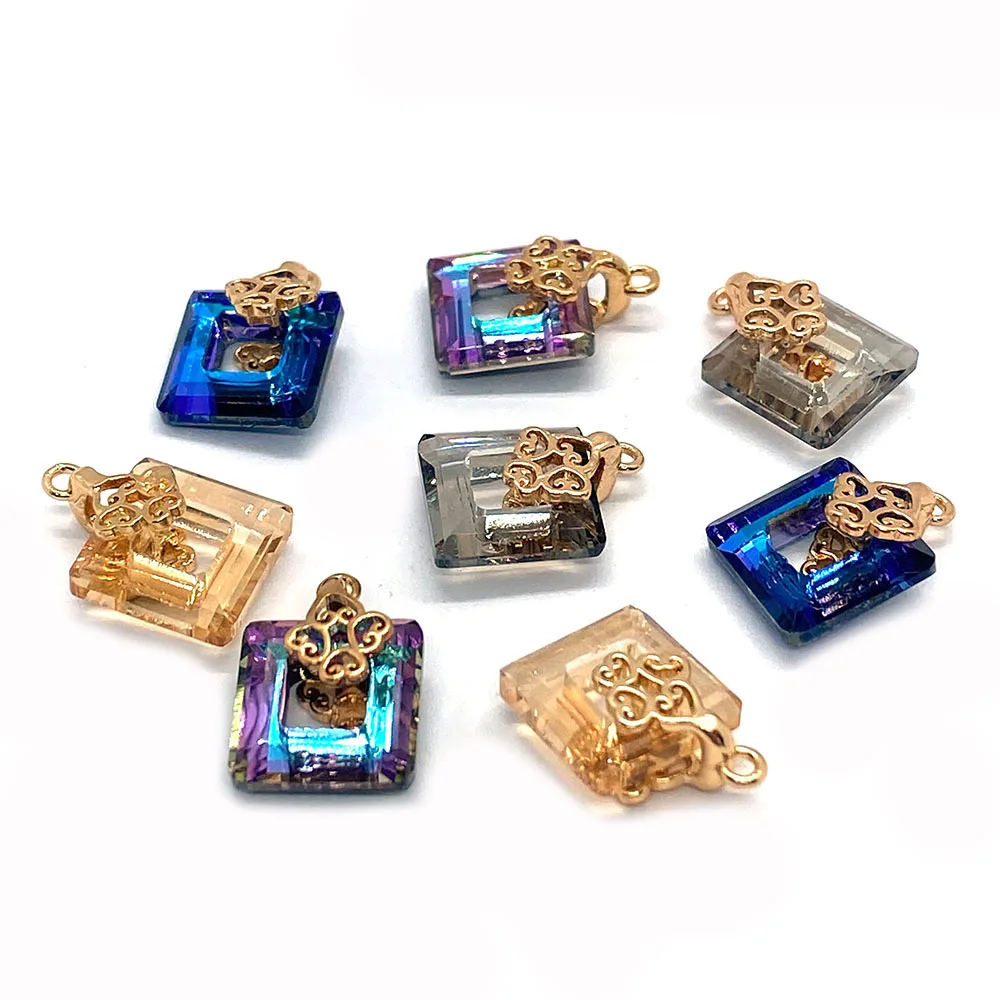 

Jewelry Square Hole Charm Ladies Exquisite Crystal DIY Pendant Chinese Popular Fashion New Products Making Holiday Jewelry Gifts