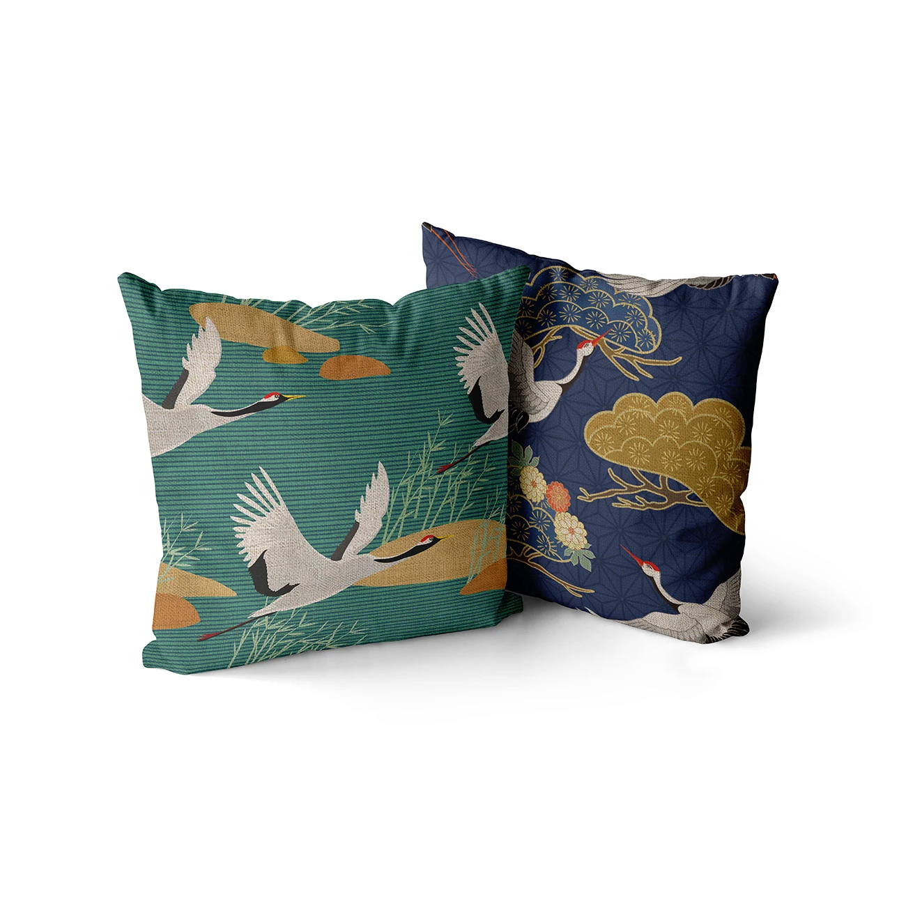 Чехол для подушки чехол диванной в азиатском стиле с краном 45*45 40*40 женский темно