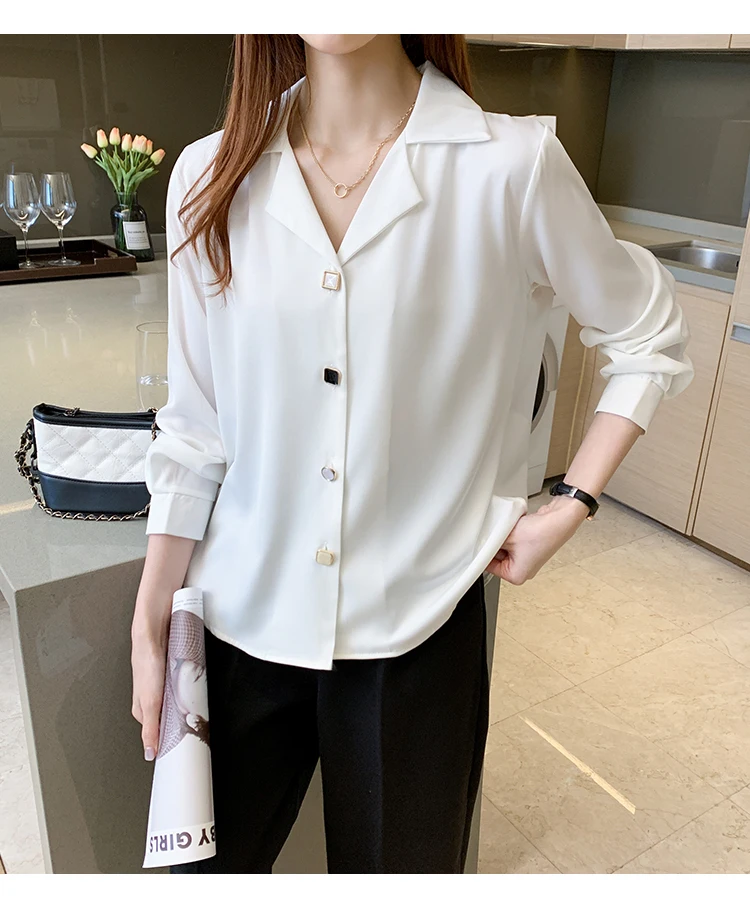 

Cheap wholesale 2021 spring summer autumn new fashion casual chiffon women shirt woman female OL button up shirt Vy1305