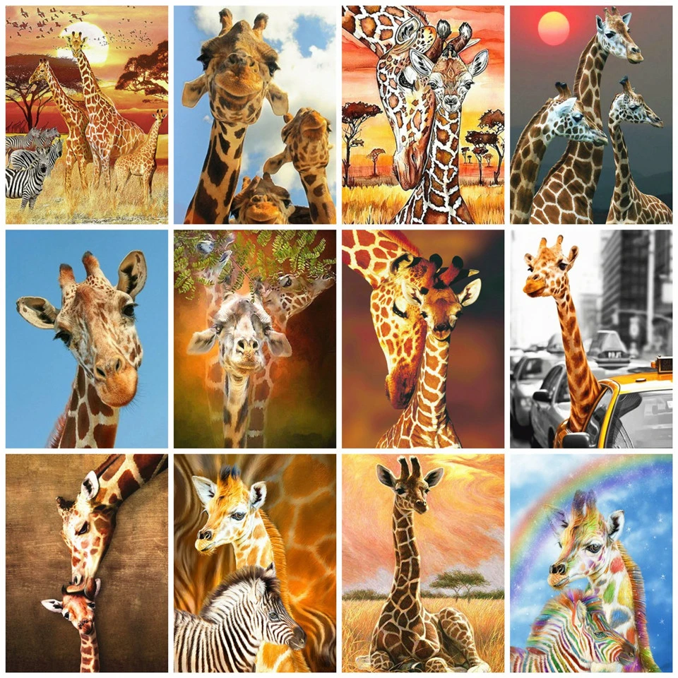 

AZQSD Diamond Painting 5d Giraffe Cross Stitch Rhinestones Diamond Embroidery Animal Wall Art Needlework Handicrafts Home Decor