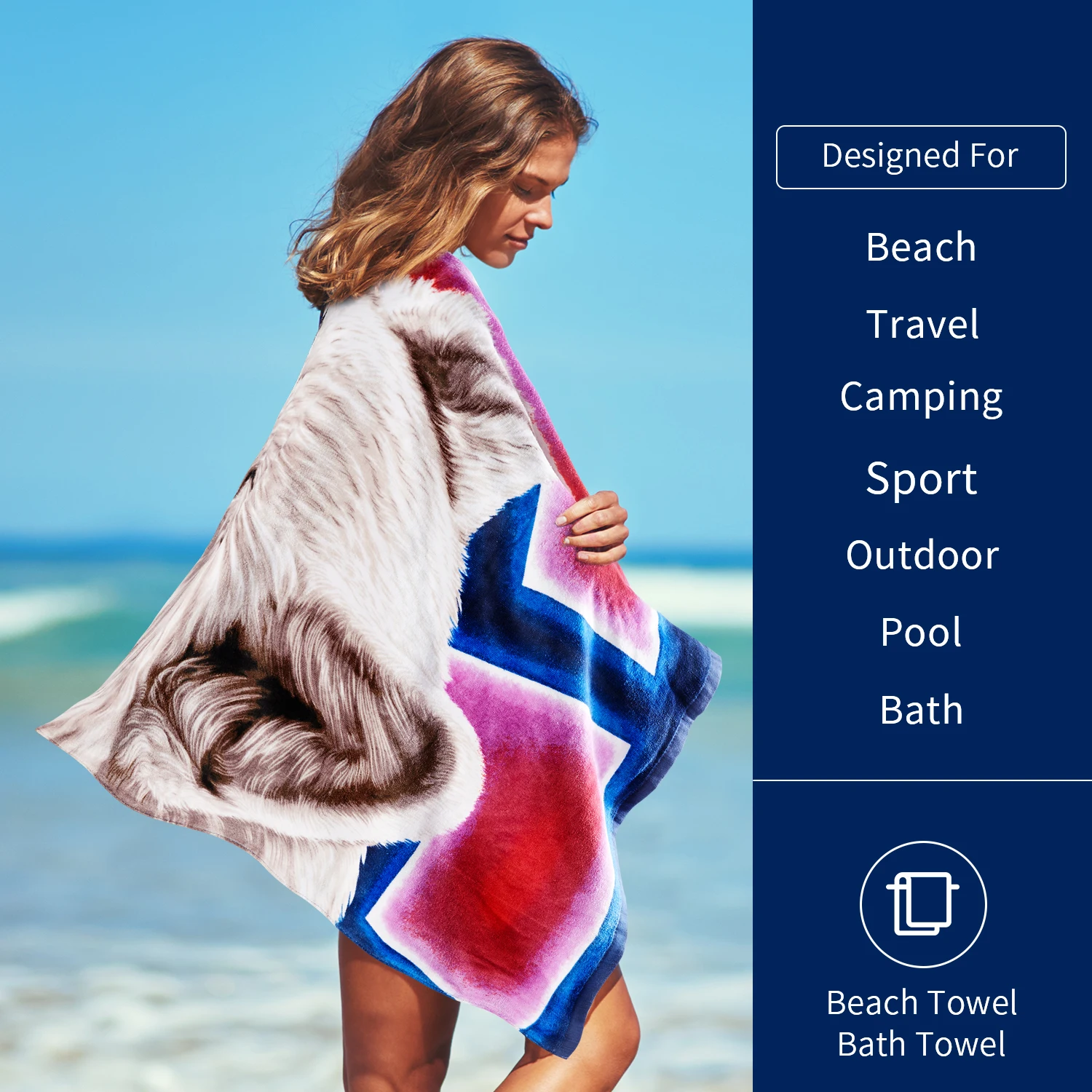 

GIELYPANO Velour Beach Bath Towel 100% Cotton Velour Beach Towel - Swim, Pool, Bath, Travelling
