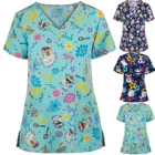 Женский комбинезон с принтом животных, с коротким рукавом и V-образным вырезом